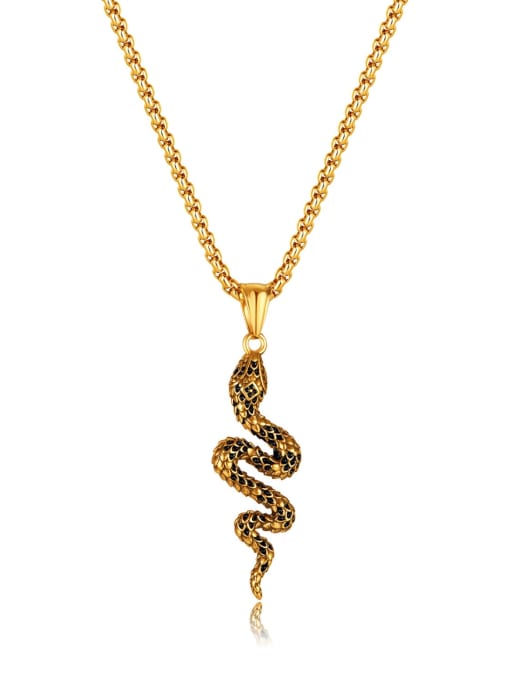 GX2344  Pendant + Chain 3mm*55cm Stainless steel Snake Hip Hop Necklace