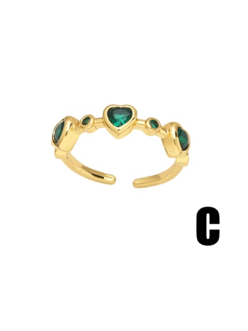 CC Brass Cubic Zirconia Heart Minimalist Band Ring 4