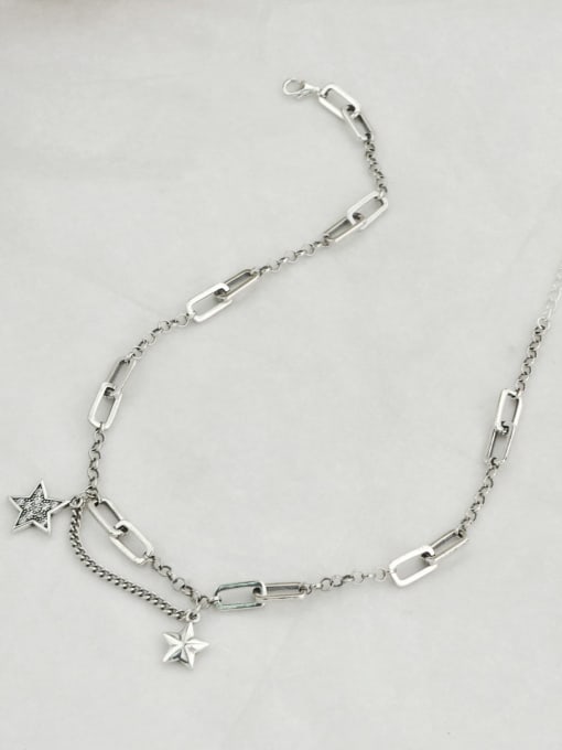 SHUI Vintage Sterling Silver With Platinum Plated Fashion Star Necklaces 1