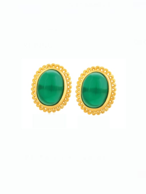Emerald Earrings Alloy Geometric Vintage Stud Earring