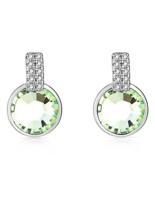 JYEH 004 (light green) 925 Sterling Silver Austrian Crystal Geometric Classic Stud Earring