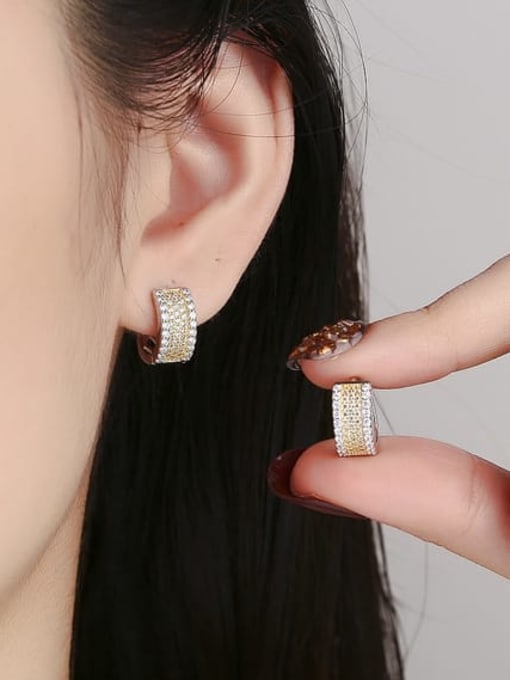 KDP-Silver 925 Sterling Silver Cubic Zirconia Geometric Minimalist Huggie Earring 1