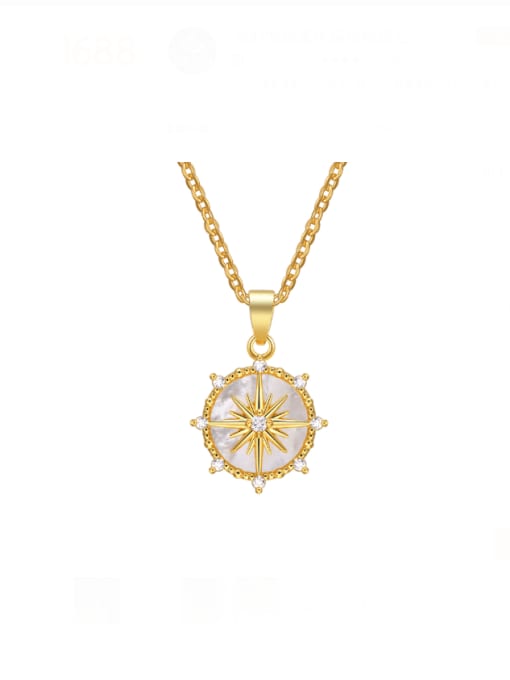 golden Brass Shell Geometric Minimalist Necklace
