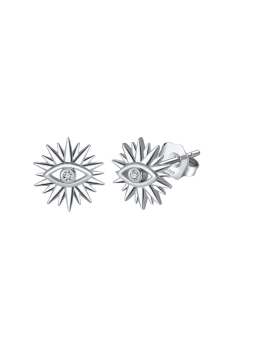 Platinum,  1.88g in weight 925 Sterling Silver Flower Minimalist Stud Earring