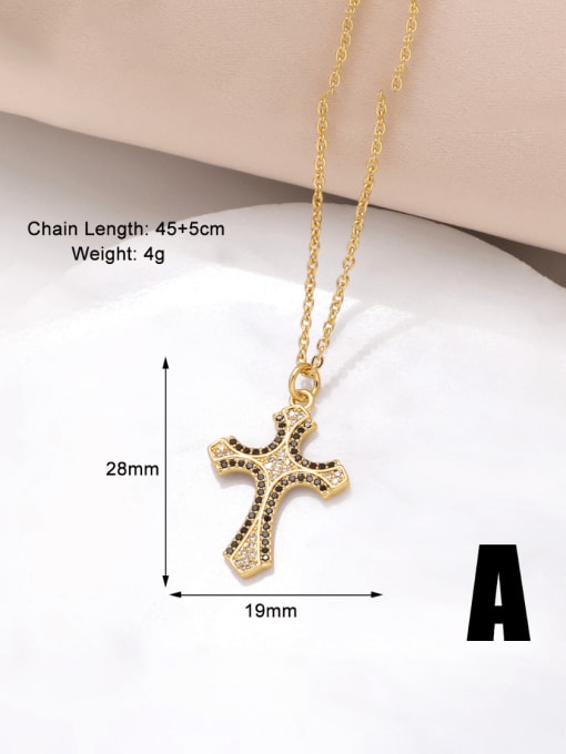 A Brass Cubic Zirconia Cross Hip Hop Regligious Necklace