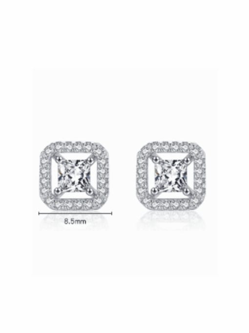 MODN 925 Sterling Silver Cubic Zirconia Square Classic Stud Earring 3