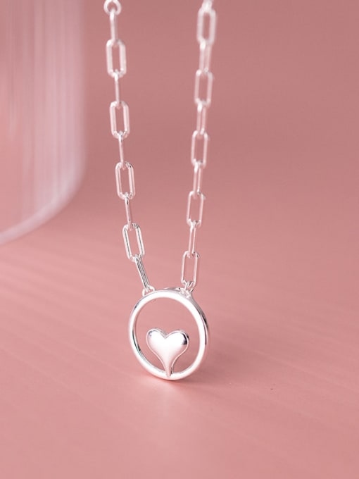 silver 925 Sterling Silver Heart Minimalist Necklace