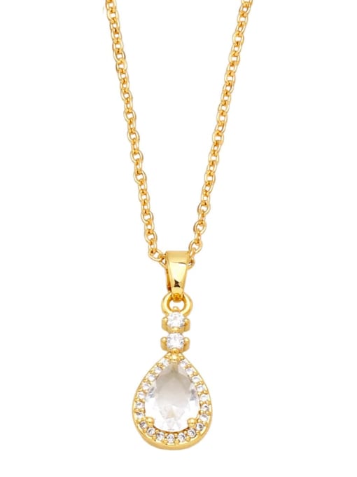 white Brass Cubic Zirconia Water Drop Vintage Necklace