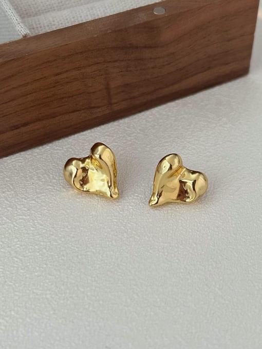 Boomer Cat 925 Sterling Silver Heart Vintage Stud Earring 2