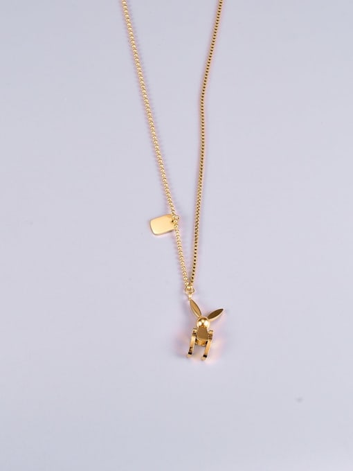 A TEEM Titanium Irregular Minimalist rabbit pendant Necklace 4