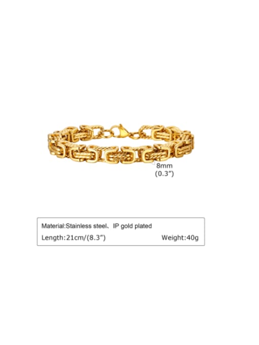 Gold 21cm Stainless steel Irregular Vintage Link Bracelet