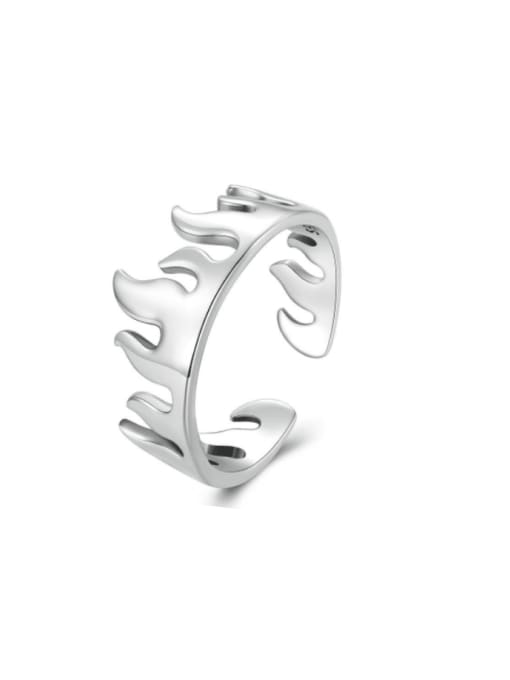 Jare 925 Sterling Silver Flame Minimalist Band Ring 0