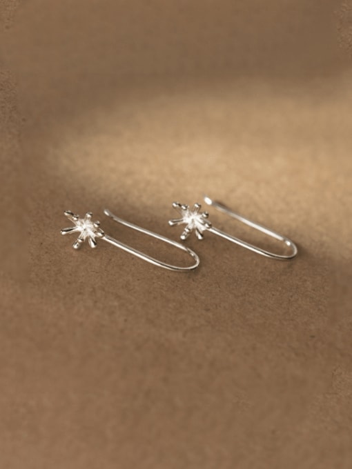 S925 silver pair 925 Sterling Silver Flower Minimalist Hook Earring