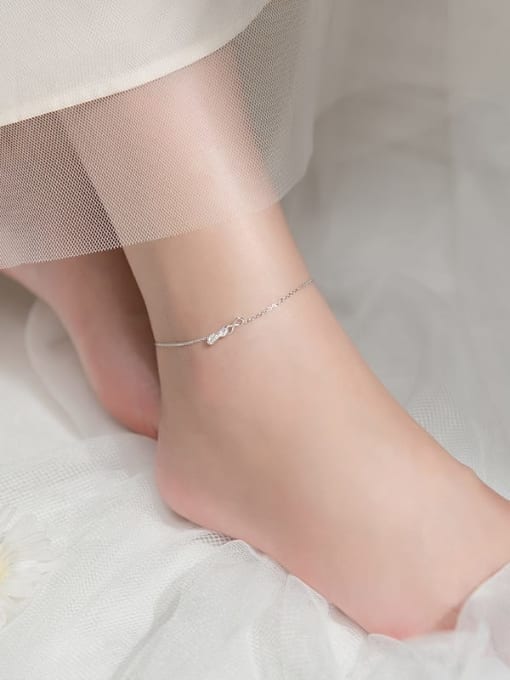 Anklet Silver 925 Sterling Silver Rhinestone Number 8 Dainty   Anklet