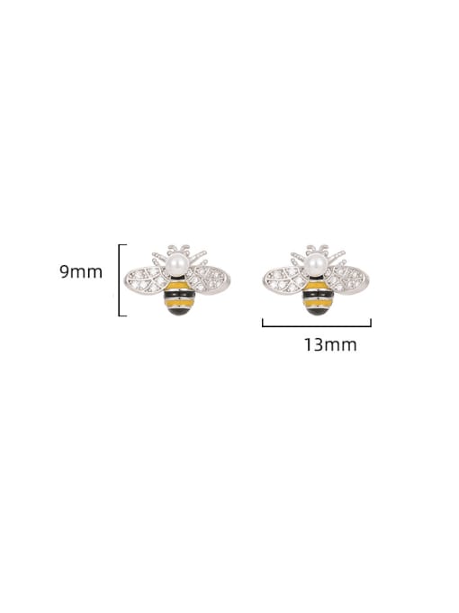 BeiFei Minimalism Silver 925 Sterling Silver Cubic Zirconia Bee Cute Stud Earring 2