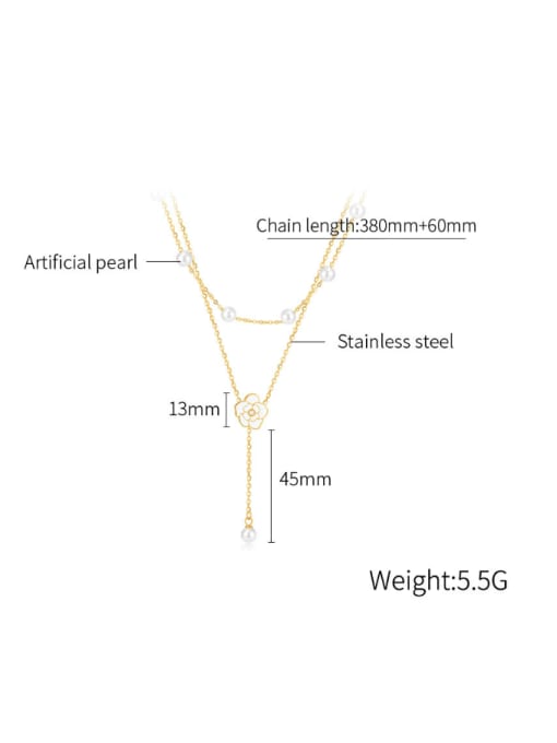 Open Sky Titanium Steel Freshwater Pearl Tassel Minimalist Lariat Necklace 3