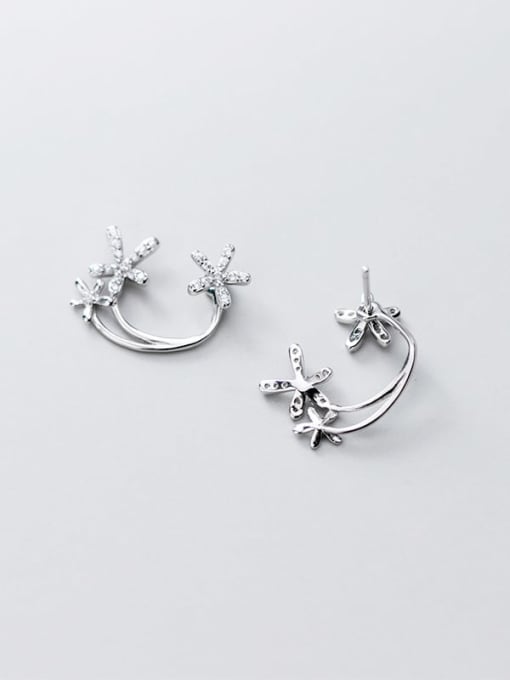 Rosh 925 Sterling Silver simple diamond multi flower Dainty Stud Earring 2