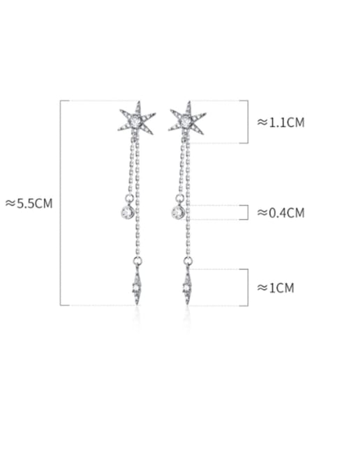 Rosh 925 Sterling Silver Cubic Zirconia  Star tassel Minimalist Threader Earring 4