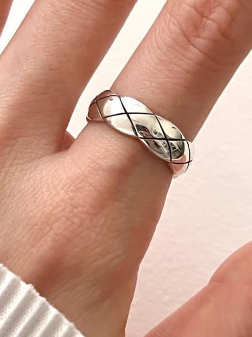 Boomer Cat 925 Sterling Silver Geometric Vintage Band Ring 2