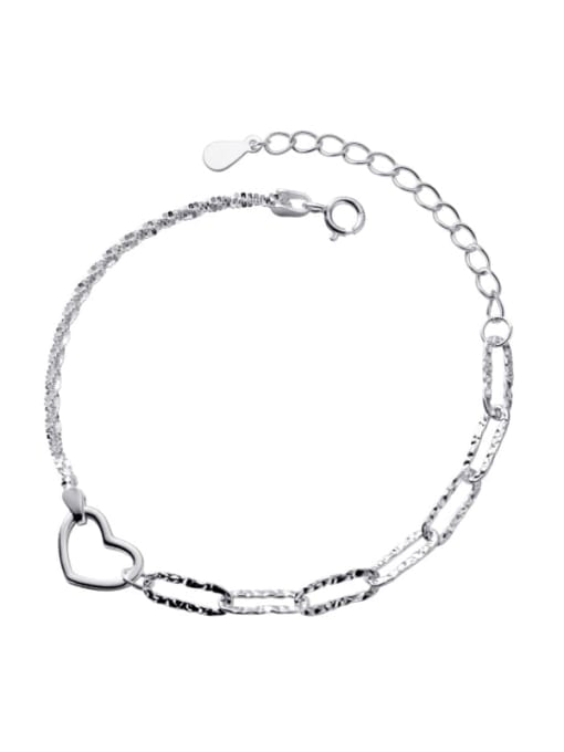 Rosh 925 Sterling Silver Hollow Heart Minimalist Link Bracelet 2