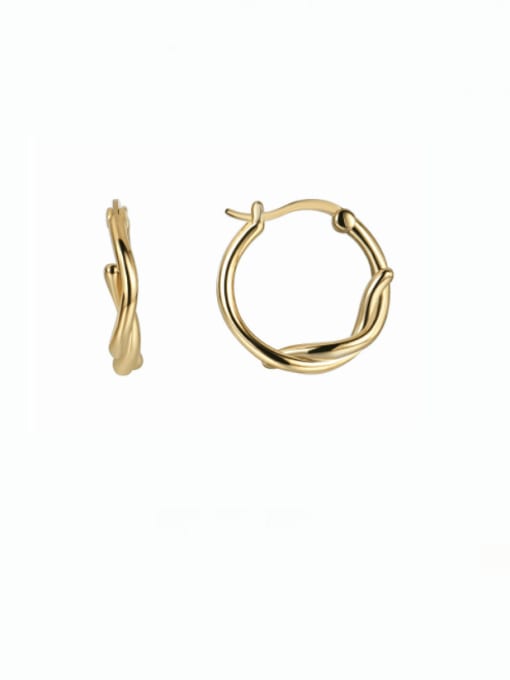Gold fried dough twist ear ring Brass Geometric Minimalist Hoop Earring