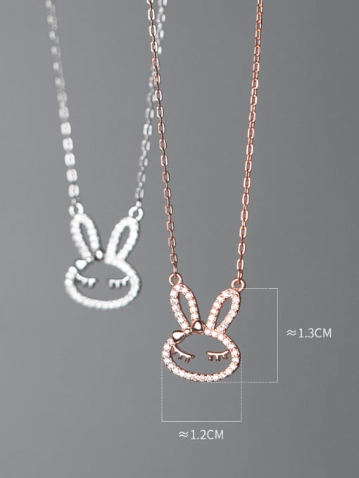 Rosh 925 Sterling Silver Cubic Zirconia Rabbit Minimalist Necklace 3