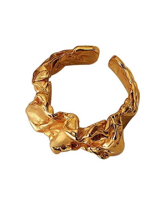 LI MUMU Brass Irregular Vintage  folds tin foil Band Ring 0