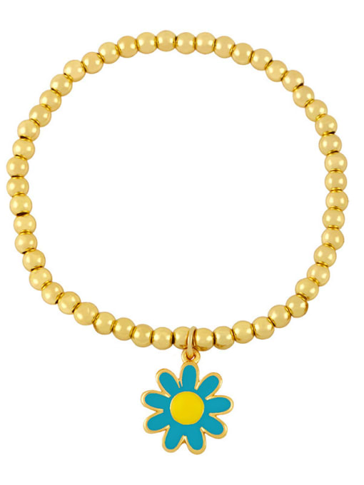CC Brass Bead Enamel Flower Hip Hop Beaded Bracelet 3