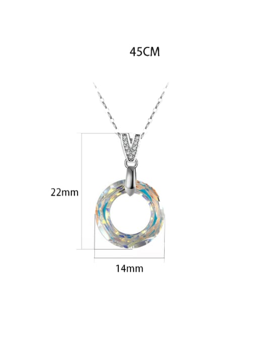 RINNTIN 925 Sterling Silver Austrian Crystal Geometric Minimalist Necklace 2