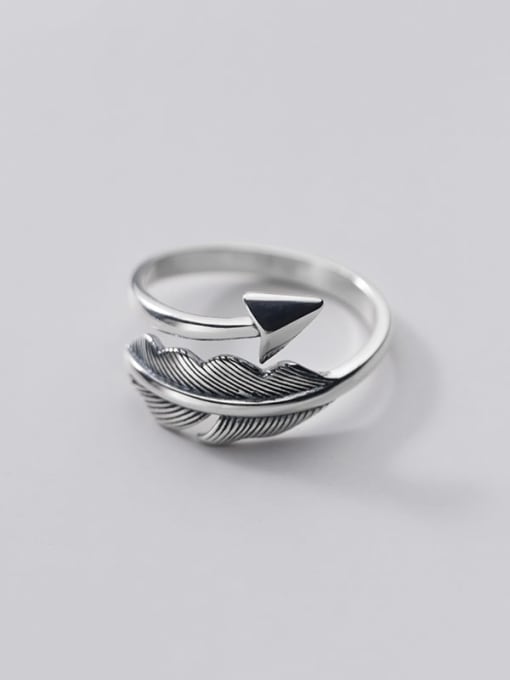 Rosh 925 Sterling Silver Feather Vintage Band Ring