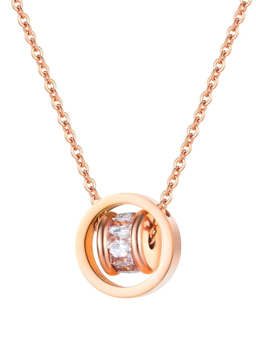 rose gold plated necklace Titanium Cubic Zirconia Geometric Minimalist Necklace