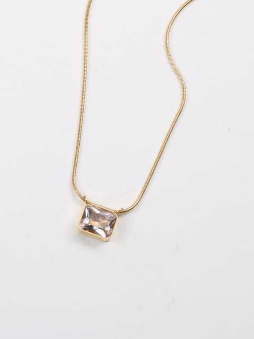 GROSE Titanium Steel Glass Stone Geometric Minimalist Necklace 2