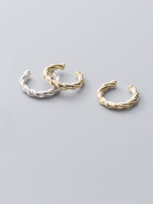 Rosh 925 Sterling Silver Irregular Twist Minimalist Clip Earring 3