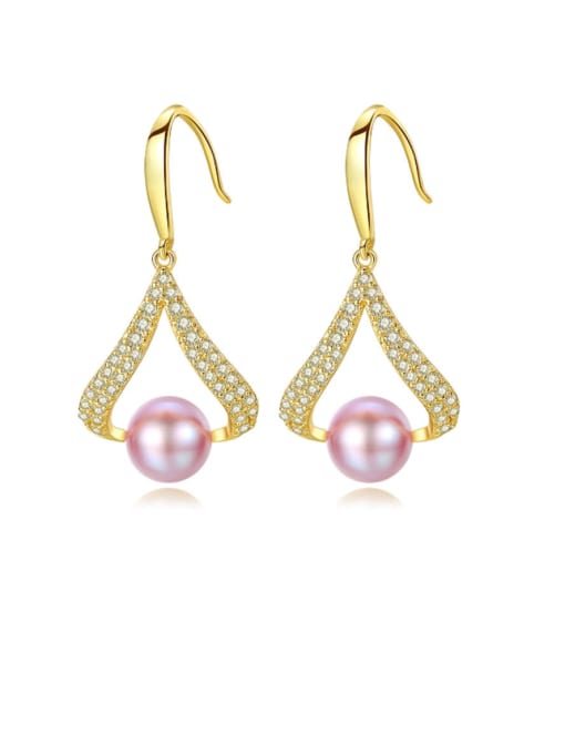 CCUI 925 Sterling Silver Freshwater Pearl White Geometric Trend Drop Earring 0