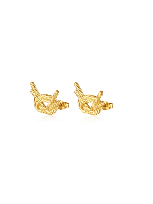 GE827 gold Titanium Steel Bowknot Hip Hop Stud Earring