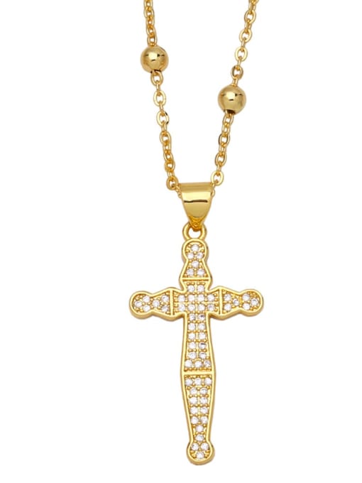 CC Brass Cubic Zirconia Cross Ethnic Regligious Necklace 2