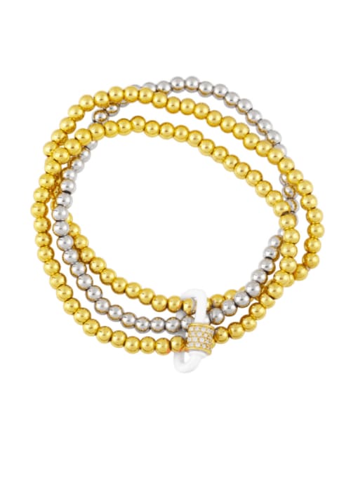 white Brass Bead Enamel Geometric Vintage Beaded Bracelet