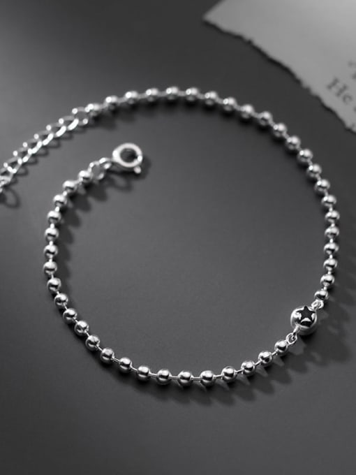 Rosh 925 Sterling Silver Bead Round Minimalist Beaded Bracelet
