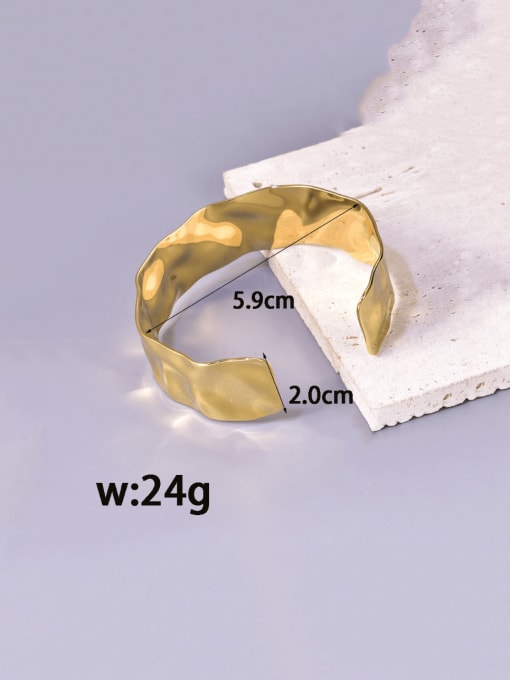 18K gold 2.0 wide Titanium Steel Geometric Hip Hop Cuff Bangle
