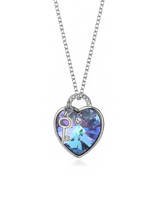 JYXZ 053 (gradual purple) 925 Sterling Silver Austrian Crystal Heart Classic Necklace