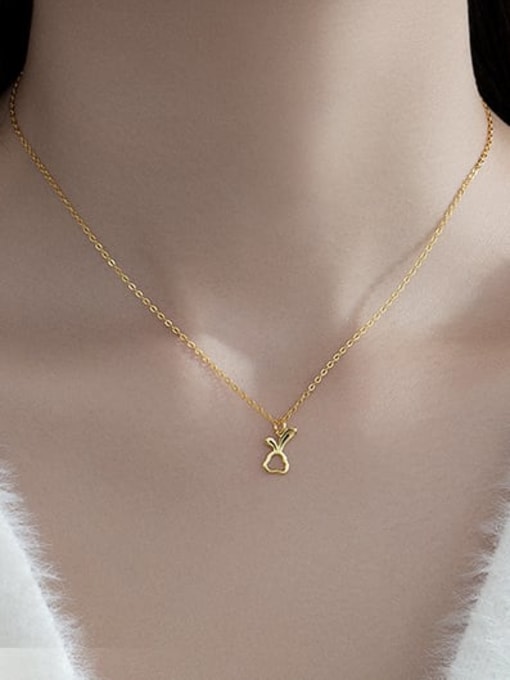 BeiFei Minimalism Silver 925 Sterling Silver Rabbit Cute Necklace 1