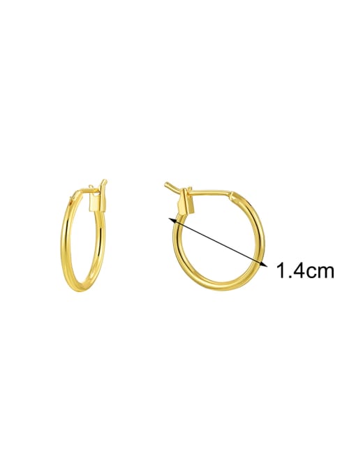 Gold round earrings 14mm Brass Geometric Minimalist Hoop Earring