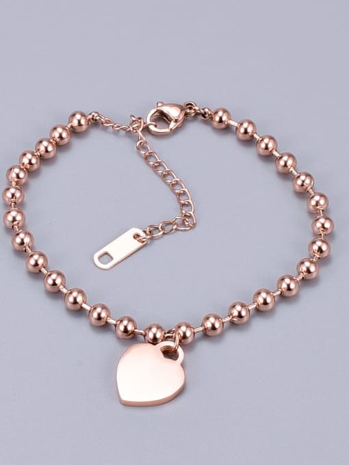 A TEEM Titanium Round  Bead  Minimalist Heart Adjustable Bracelet 1