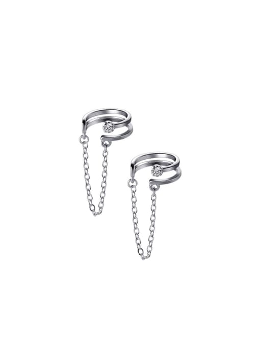 Rosh 925 Sterling Silver Tassel Minimalist Huggie Earring