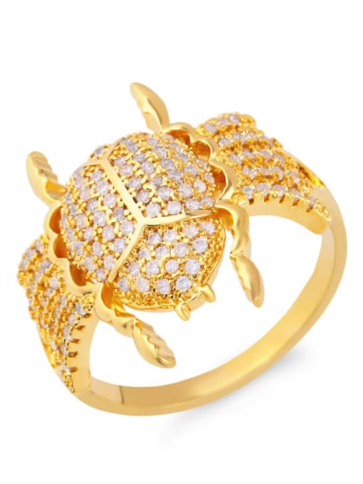 golden Brass Cubic Zirconia Insect Luxury Band Ring