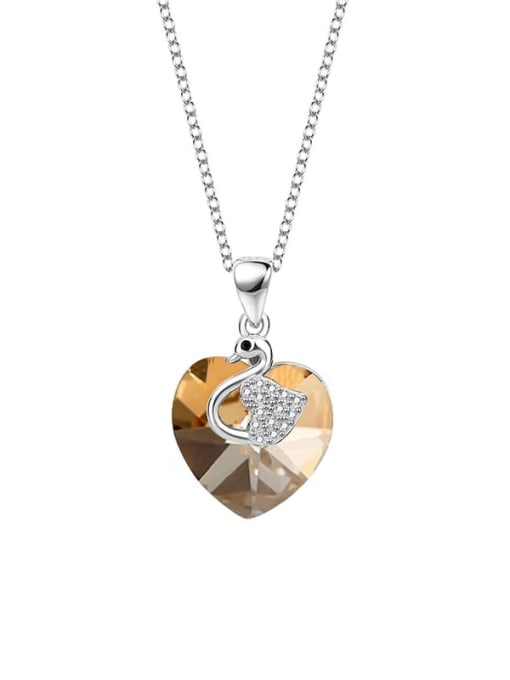 JYXZ 112 necklace (coffee color) 925 Sterling Silver Austrian Crystal Heart Classic Necklace