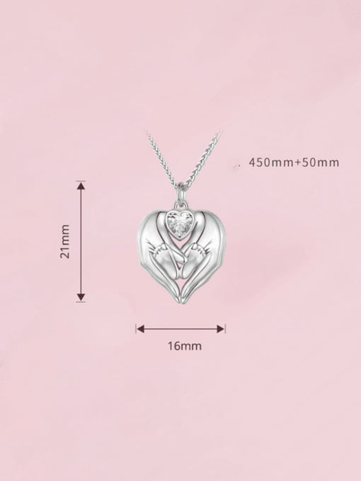Jare 925 Sterling Silver Cubic Zirconia Heart Dainty Necklace 4