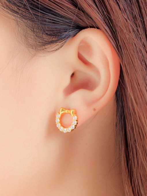 Open Sky Copper Cubic Zirconia Bowknot Minimalist Stud Earring 2