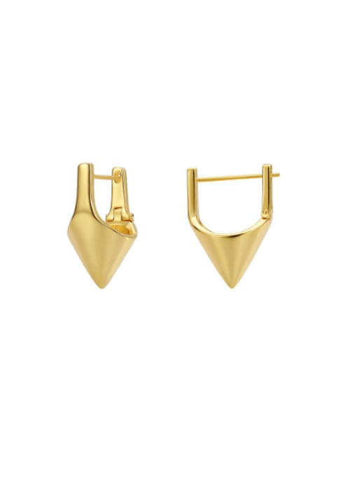 Gold conical earrings Brass Heart Minimalist Huggie Earring