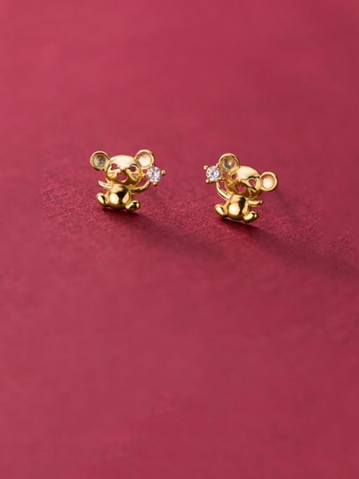 Rosh 925 Sterling Silver With Gold Plated Fashion Mouse Stud Earrings 2